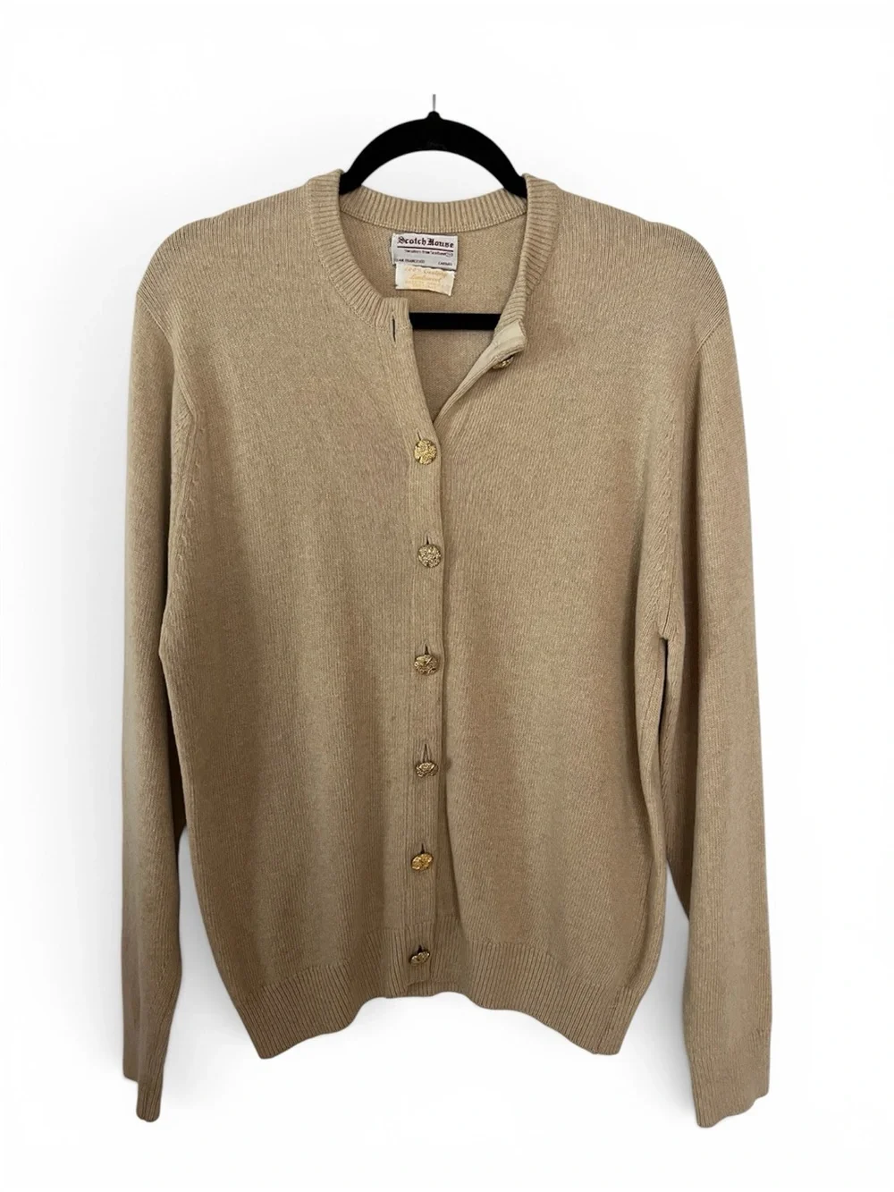 Scotch House SzM (see desc) Classic 100% Lambswool Tan Button-Up Cardigan